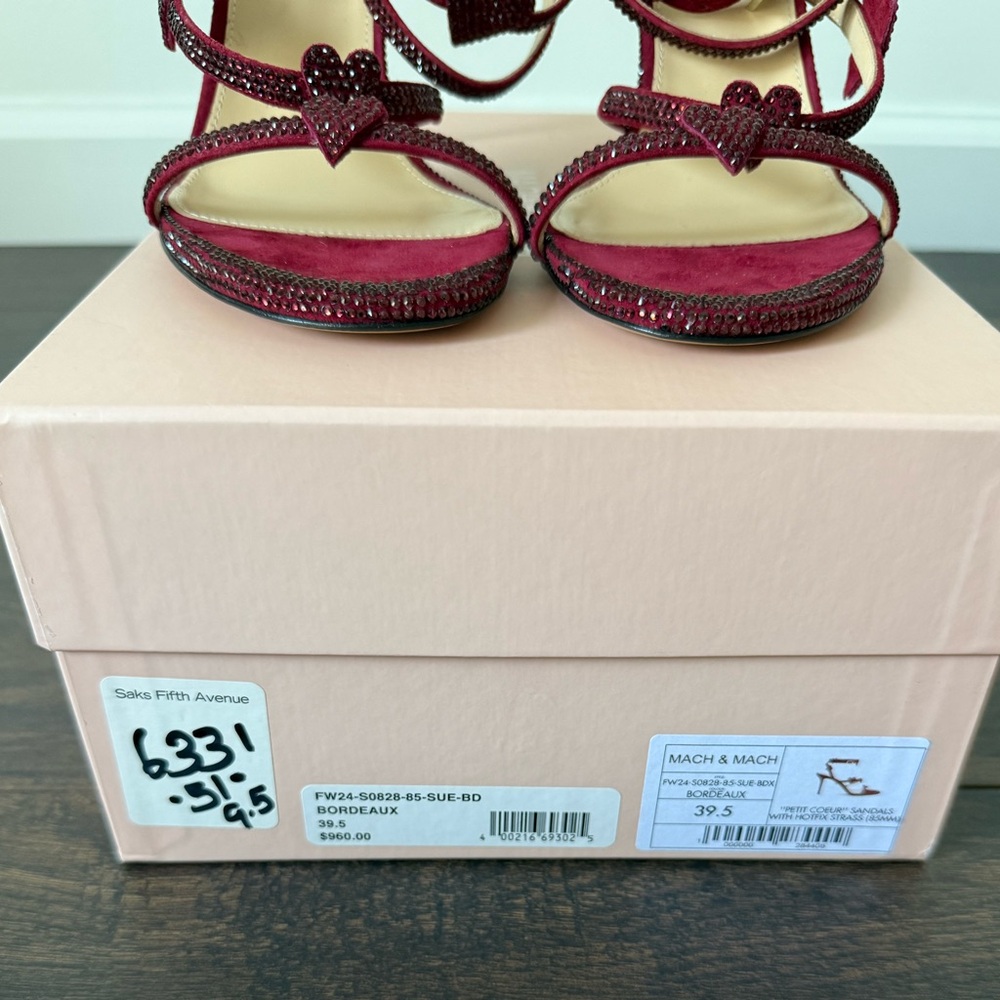 Mach & Mach Petit Coeur 85MM Strass Suede Sandals - Picture 12 of 13